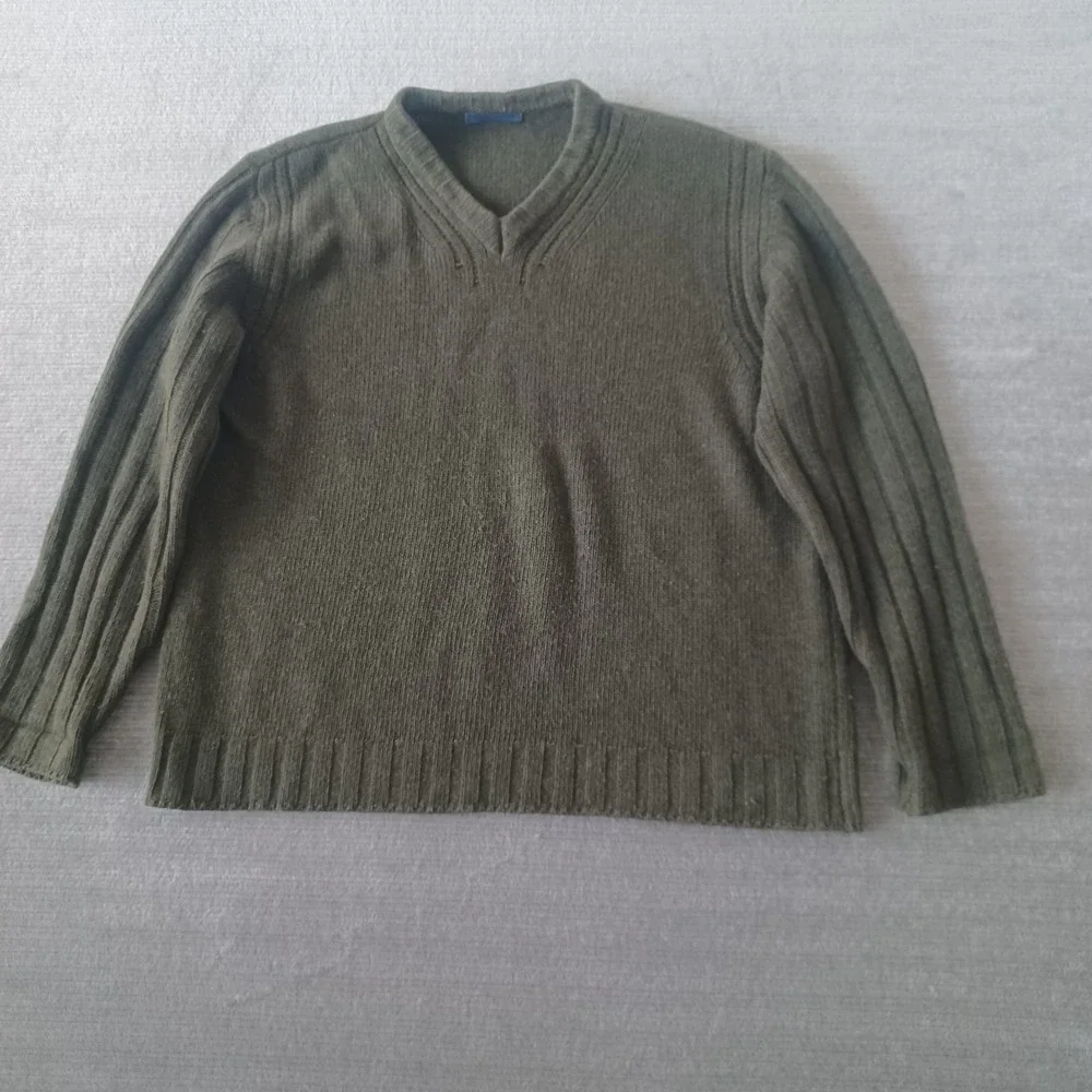 Vintage Balthazar Wool Knit‎ Sweater Mens Large Green V-Neck Casual Stretch